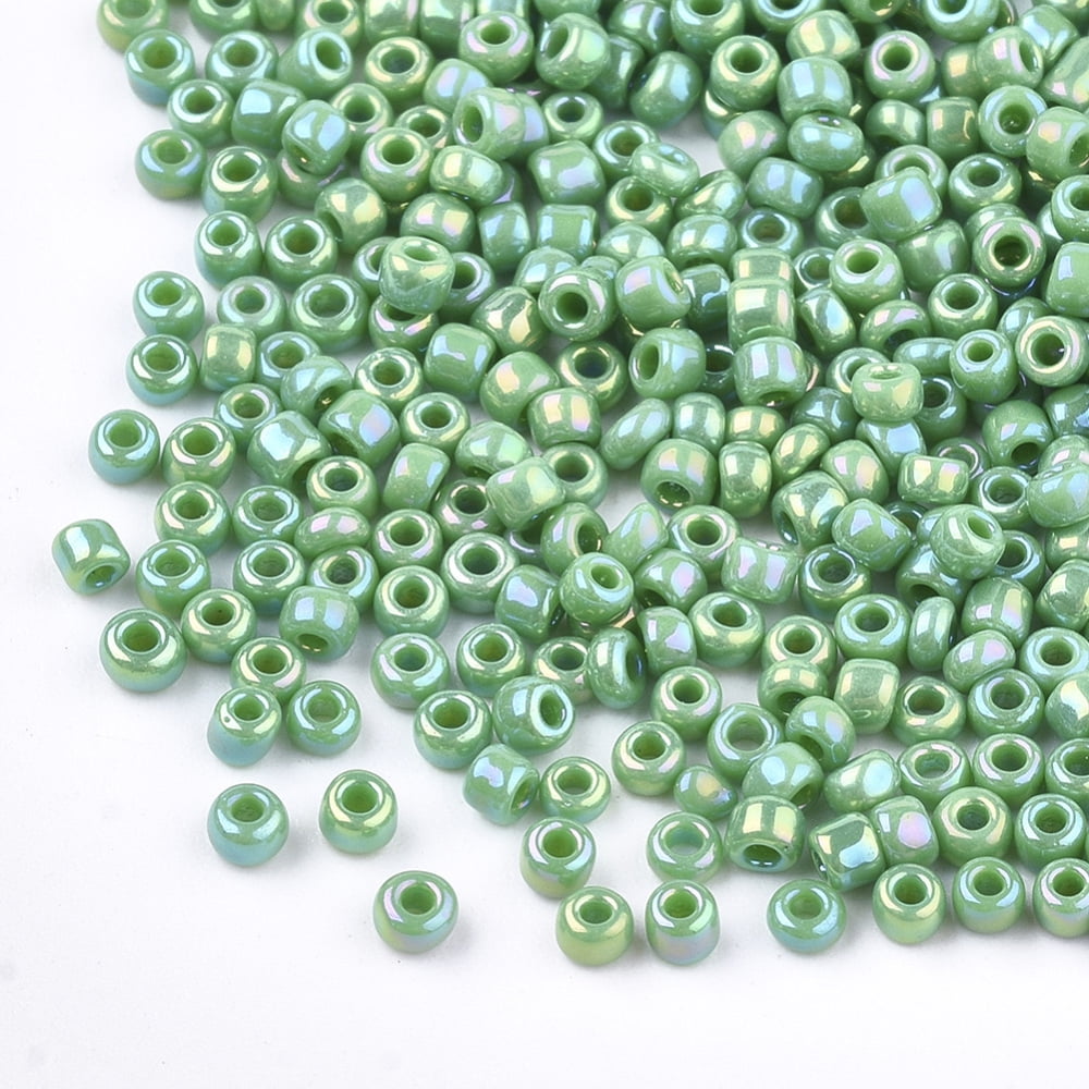 Opaque 8/0 Glass Seed Beads Rainbow Plated Round Medium Sea Green 3mm Hole: 1mm 10000pcs/bag
