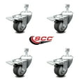 thumbnail image 2 of 3.5 Inch Thermoplastic Rubber Swivel 12mm Stem Caster Set Total Lock Brake, 2 of 2