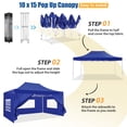 thumbnail image 4 of SANOPY 10x15 Pop Up Canopy Tent Heavy Duty with 4 Sidewalls Tents for Parties Outdoor Canopy Event Tent Wedding with Roller Bag, UV 50+ & Upgraded No Water, Thick Hexagonal Legs, Deep Blue, 4 of 9