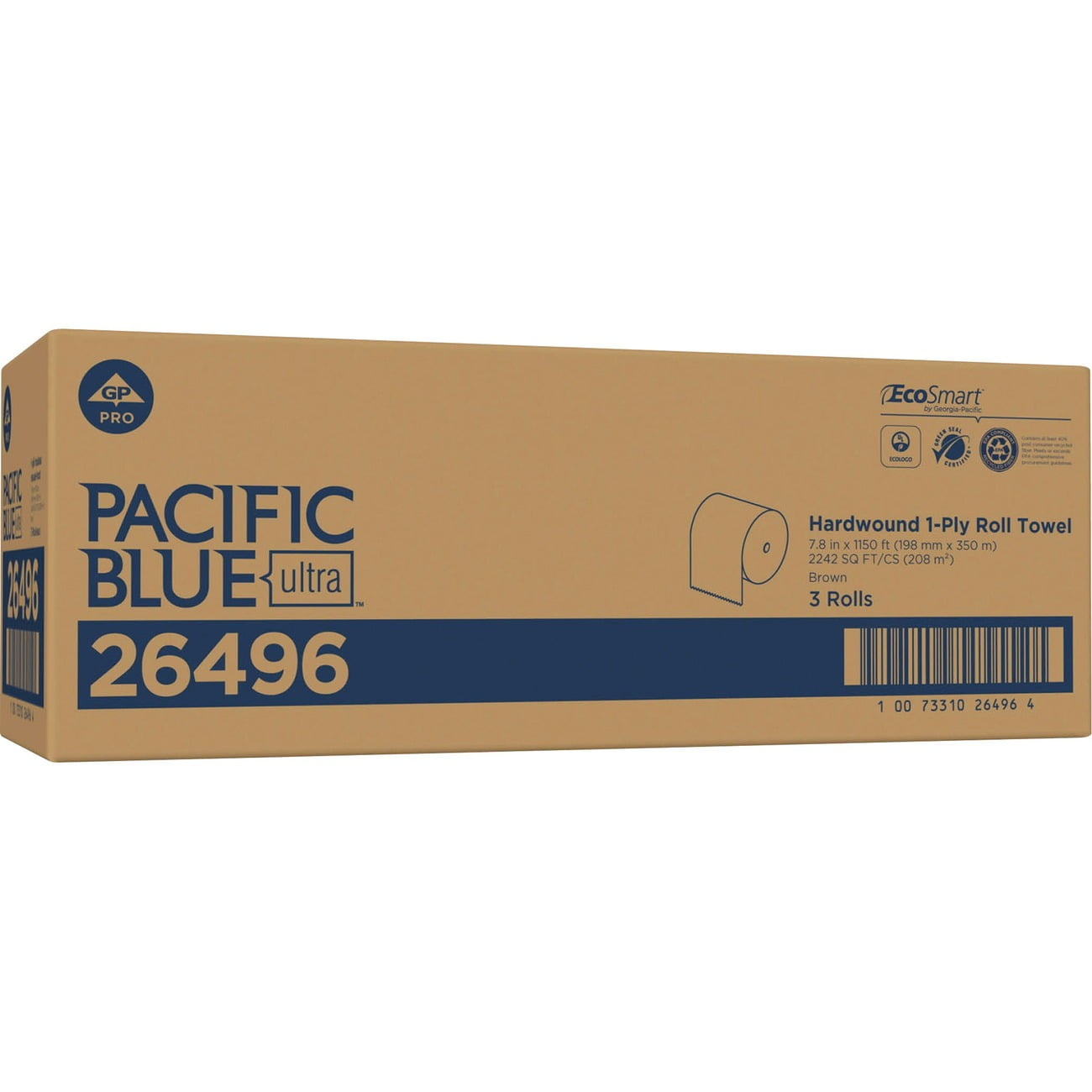 Georgia-Pacific Pacific Blue Ultra 8" High-Capacity Paper Towel Roll, 26496, 3 Rolls per Case