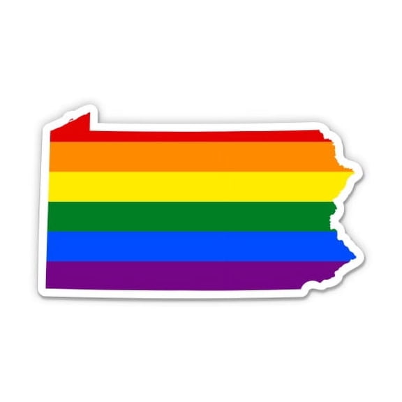 Pennsylvania Gay Flag State Shape Rainbow Pride LGBT - 3" Vinyl Sticker - For Car Laptop I-Pad Phone Helmet Hard Hat - Waterproof Decal