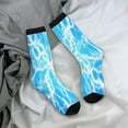 thumbnail image 5 of Xecao Light blue flash Pattern Sport Socks for Women and Men Crew Socks Sporty Calf Socks Casual Socks, 5 of 6