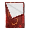 thumbnail image 2 of Woodland Soft Flannel Fleece Blanket, Repetitive Ornamental Wreath Forest Mountains Trees in Warm Tones, Cozy Plush for Indoor and Outdoor Use, 60" x 80", Burgundy Vermilion Orange, by Ambesonne, 2 of 5