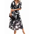 thumbnail image 3 of Womens Summer Dresses 2025 Casual Puff Short Sleeve V Neck Floral Boho Maxi Dress, 3 of 9