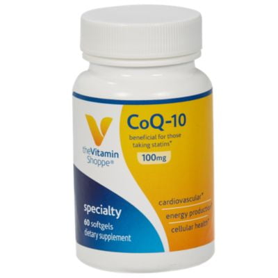 The Vitamin Shoppe CoQ10 100mg  Beneficial for Those Taking Statins – Supports Heart  Cellular Health and Healthy Energy Production, Essential Antioxidant – Once Daily (60