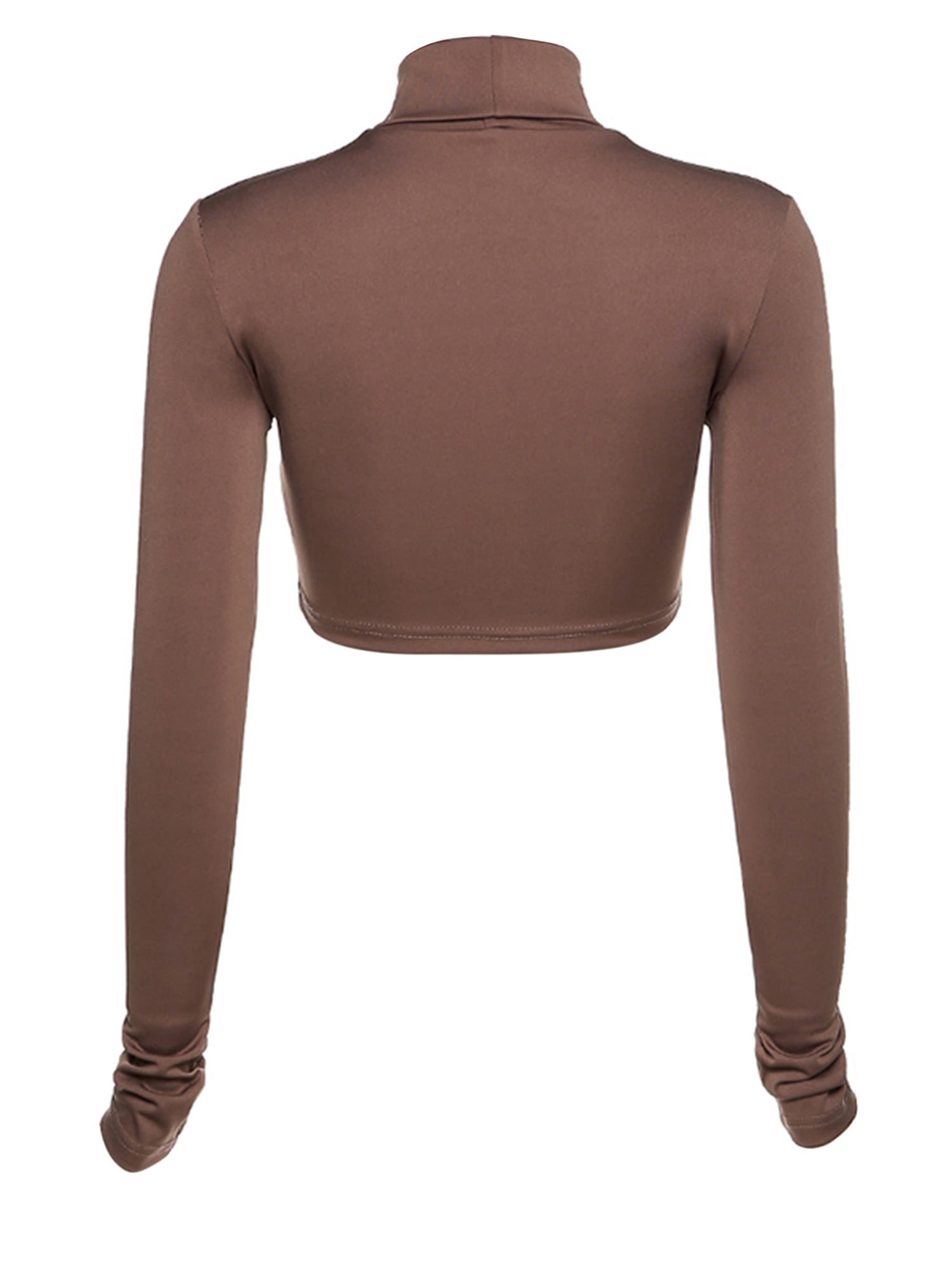 MSBASIC Womens Long Sleeve Turtleneck Crop Top Basic Slim Fit Crop T-Shirt  at  Women’s Clothing store
