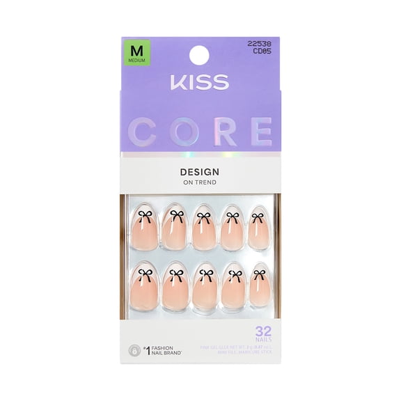 KISS CORE Design Press On Nails Almond, ‘Our Moment’, Neutral, Medium, 32 Count