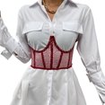 thumbnail image 2 of Cinturón de corsé para mujer Ver a través de lentejues con cordones Corset Shapewear Deshuesado Overbust cinturo Cinturón ancho para Rojo m BLESIY Cinturón de corsé, 2 of 7