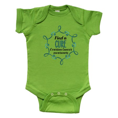 

Inktastic Ovarian Cancer Awareness Find a Cure Heart Ribbon Gift Baby Boy or Baby Girl Bodysuit
