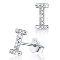 thumbnail image 1 of Pendientes pequeños de plata esterlina Silvora con inicial de circonita cúbica letra I, 1 of 8
