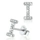 thumbnail image 1 of Pendientes pequeños de plata esterlina Silvora con inicial de circonita cúbica letra I, 1 of 8