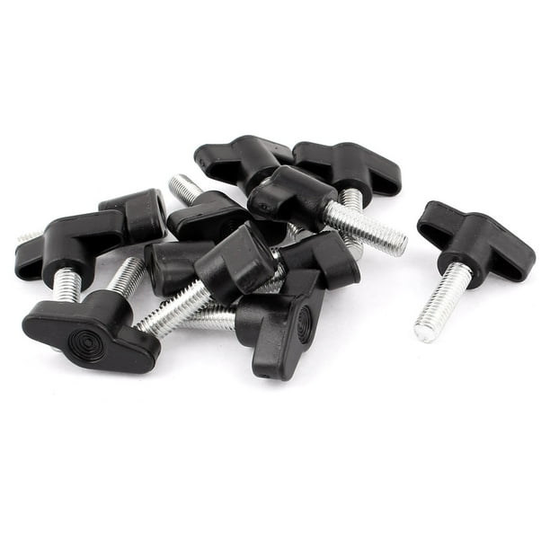 12pcs 8mm x 25mm Male Thread Plastic T Handle Screw On Type Clamping