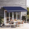 thumbnail image 2 of Sunmthink 12x10 FT Manual Retractable Awning, Waterproof Patio Sun Shade Canopy with Crank Handle, PA Coated Polyester for Backyard, Deck & Window, Bule, 2 of 8