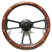 New World Motoring Ford Mustang 14" Mahogany Steering Wheel -- for cars w/GM-Style Steering Column