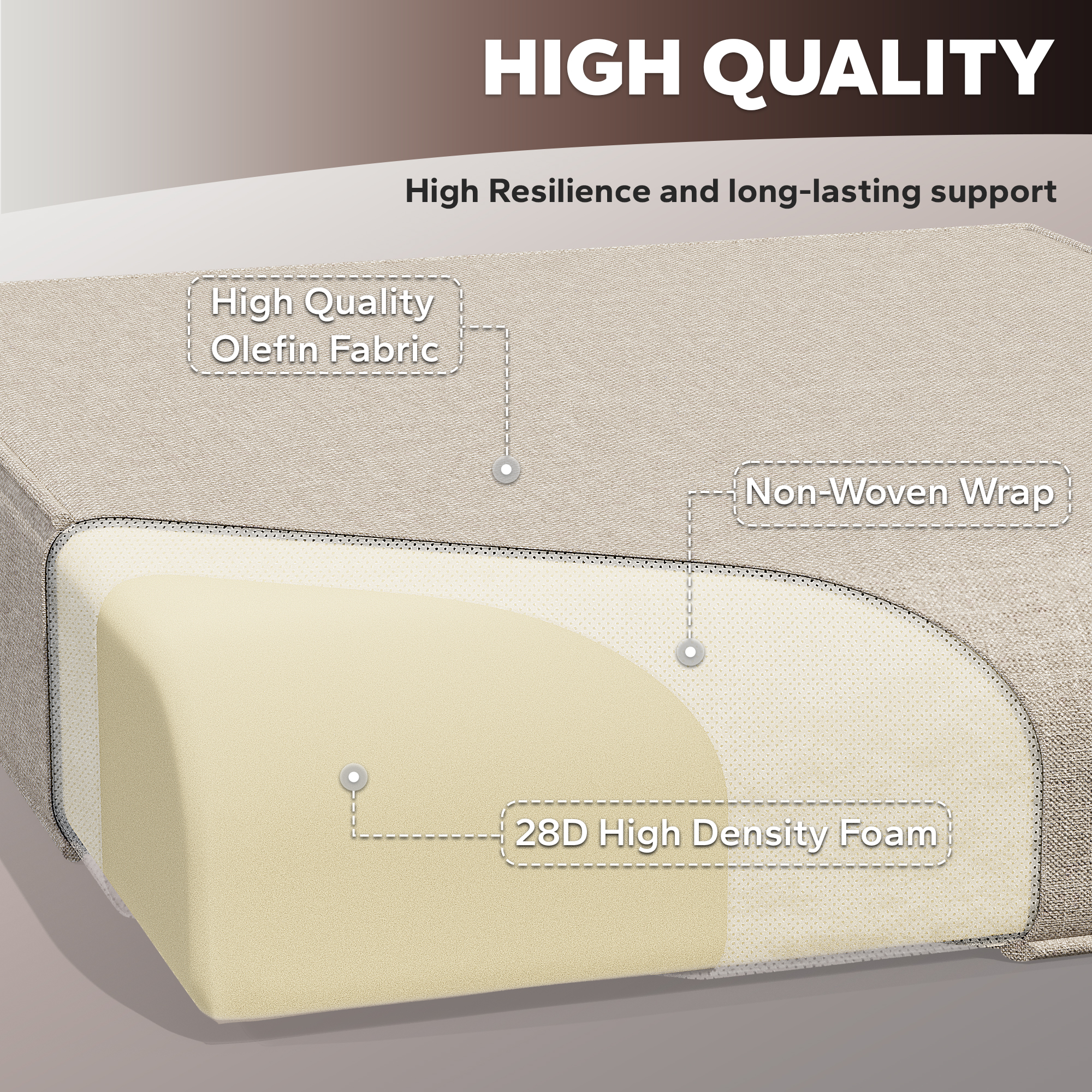 MeetLeisure 4 Inch Outdoor Cushions, Suitable for Patio Furniture, Water-Resistant & Fade-Resistant, 2 Sets, Beige