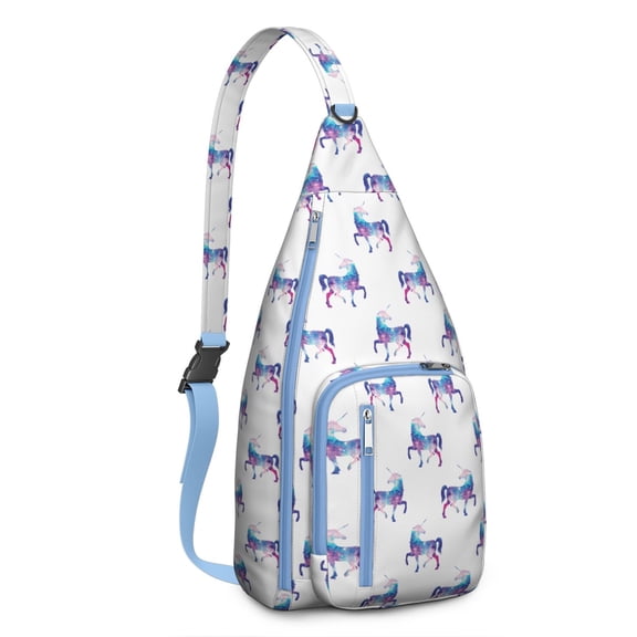 Radiant Unicorn Sling Backpack - Neon Rainbow Glow-in-the-Dark Print Crossbody Shoulder Bag for Festivals & Night Outings