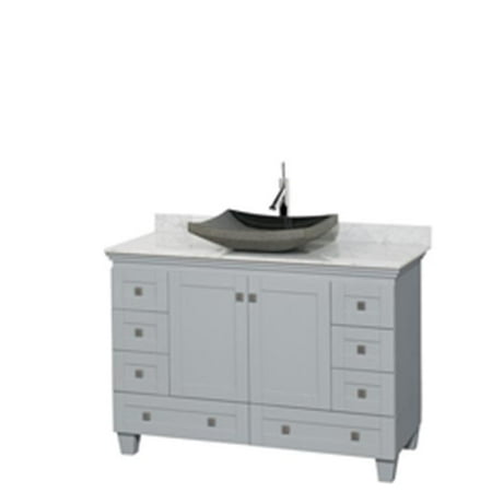 Absolute Black Granite Countertops - 48 in. Single Bathroom Vanity In Oyster Gray, White Carrera Marble Countertop, Altair Black Granite Sink
