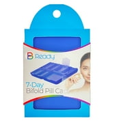 BReady 7-Day Bifold Pill Case, Compact Weekly Pill Organizer, Colors Vary