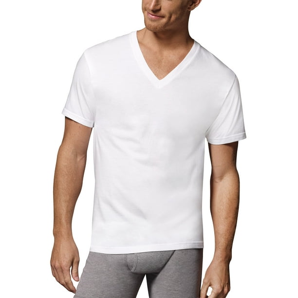 Men's ComfortSoft White Tagless V-Neck Shirt, 12 Pack - Walmart.com