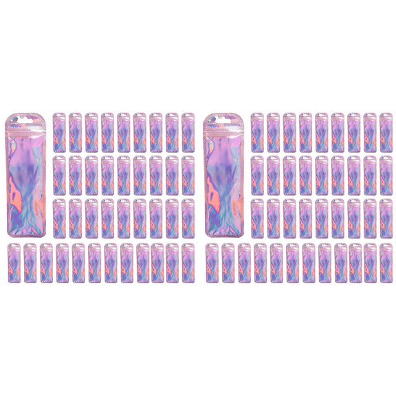 200Pc Resealable Holographic Pen Smell Proof Pouch Zipper Closure Beadable Packaging Bags for Sealable Storage Bag