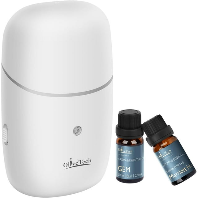 Diffuseur Sans Eau, Diffuseur de Parfum à Air Froid OliveTech, Collection Hôtelière Diffuseur de Parfum pour Maison et Bureau, Inclut 2x10ml Huiles Essentielles