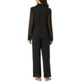 thumbnail image 3 of INSPIRE CHIC Women's Button Down Shirt Sheer Mesh Long Sleeve Long Pants Pajama Set Sleepwear M Black, 3 of 6