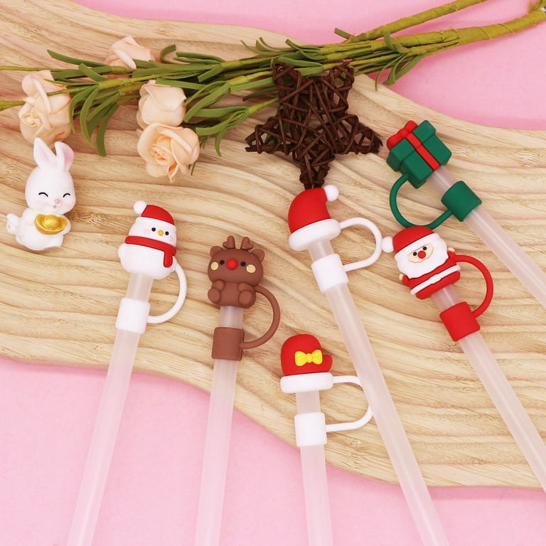 6PCS Christmas Straw Cover Cap for Stanley Cup, Silicone Straw Topper for  Stanley 30&40 Oz Tumbler with Handle, 10mm Drinking Straw Tip Covers for