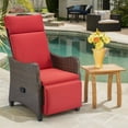 thumbnail image 6 of HOMREST Outdoor Recliner Chair for Patio,Patio Recliner Chair with Flip-up Table & Removable Cushion,  Wine Red, 6 of 7