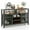 Gray + Black, variant on Spaco 55-Inch Buffet Sideboard, Wine Bar Cabinet with 8-Bottle Wine Racks and Wine Glass Holders, Cabinet for Indoor, Rustic Brown