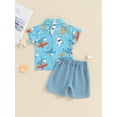 thumbnail image 4 of Jxzom Toddler Baby Boy Shorts Outfit Set Shark Print Short Sleeve Button Down Hawaiian Shirt 6M 12M 18M 2T 3T 4T Summer Beach Clothes Set, 4 of 8