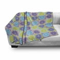 thumbnail image 3 of Abstract Soft Flannel Fleece Throw Blanket, Seamless Pattern with Citrus Like Lemon Lime Tangerine Orange Print, Cozy Plush for Indoor and Outdoor Use, 50" x 60", Pale Green and Violet, by Ambesonne, 3 of 6