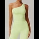 thumbnail image 5 of Camisetas Sin Mangas con un Solo Hombro para Mujer, Corte Entallado, Estilo Y2K Verde Amarillo L, 5 of 10