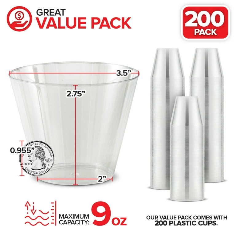 Stock Your Home 9 oz Clear Disposable Plastic Cups 200 Pack Elegant Tumblers  for Parties Weddings Holidays - Walmart.com
