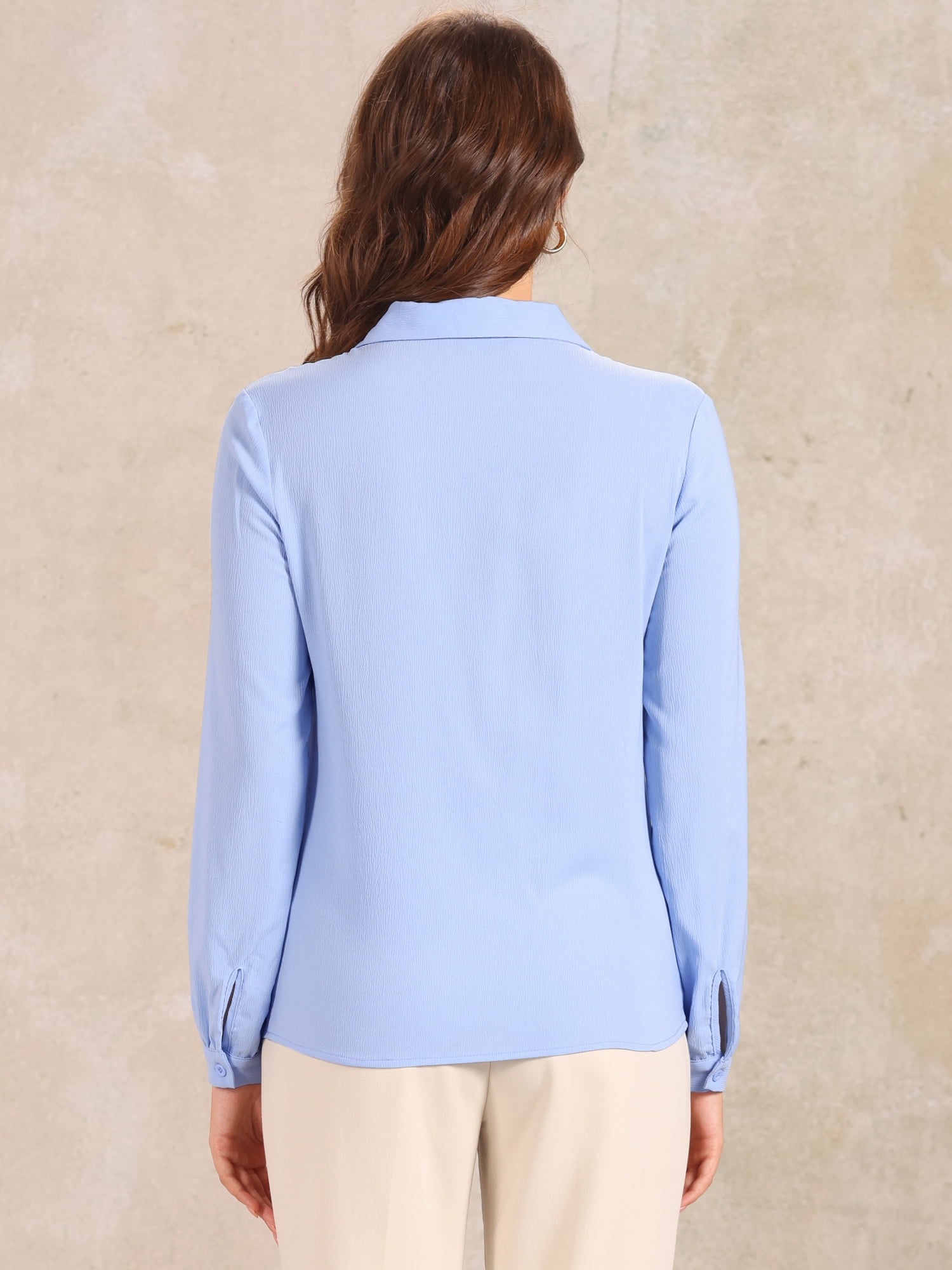 DARING DIVA Textured Shirt for Women's Work Office Button Down Shirts S Blue