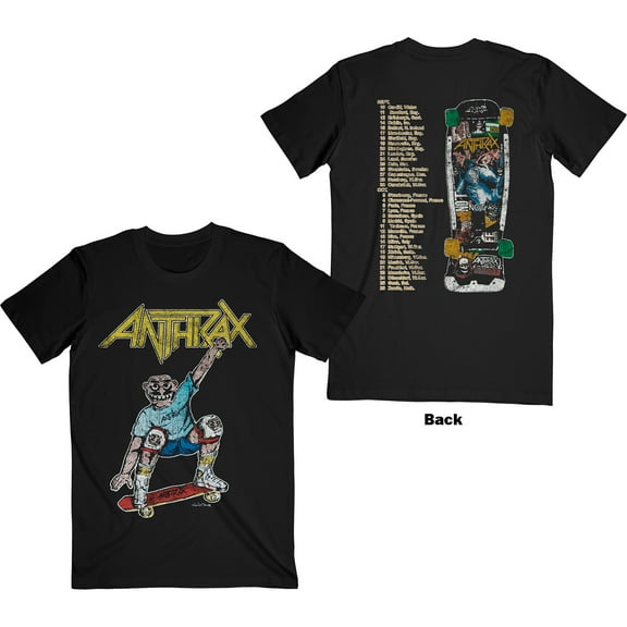 Men's Anthrax Spreading Skater Notman Vintage (Back Print) Slim Fit T-shirt Small Black
