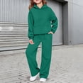 thumbnail image 4 of HCYSFG Girls 2 Piece Sweatsuit Set Pullover Hooded Long Sleeve Solid Color Outfit Set Wide Leg Elastic Waist Pants With Pockets Back To School Tracksuit Set, 4 of 9