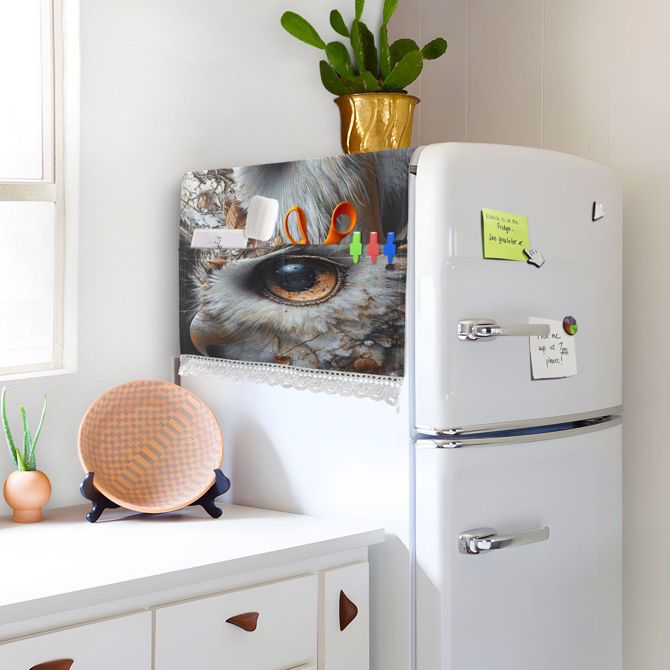 Eagle's HeadWasher and Dryer Covers Dust-Proof and Oil Resistant Fridge Cover with 4 Storage Pockets Washing Machine Top Cover for Laundry Kitchen Home 51.2 x 22 In