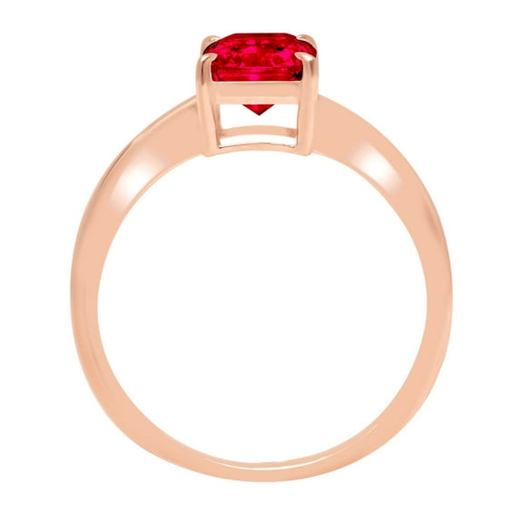 1 ct Radiant Cut Simulated Ruby Solitaire Engagement Ring for Women in 18K Rose Gold