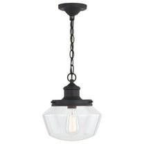 Outdoor Pendant Light - Mid Century Modern Black Clear Glass 1-Light Fixture
