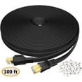 thumbnail image 1 of Cat 8 Ethernet LAN Cable 100 ft for Gaming, RJ45 High Speed Flat Network Cable for PS Xbox PC Internet Router Modem, 1 of 6