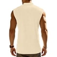 thumbnail image 4 of LTTVQM Mens Henley Shirts Sleeveless Spring Summer Collar Button Up Casual Tops Slim Fit Comfy Workout Fitness Athletic T-Shirts Khaki 3XL, 4 of 4