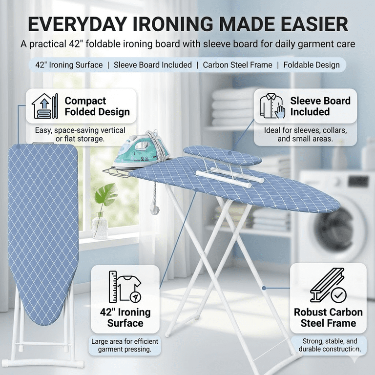 42 Inch Foldable Ironing Board With Sleeve Board photo 2