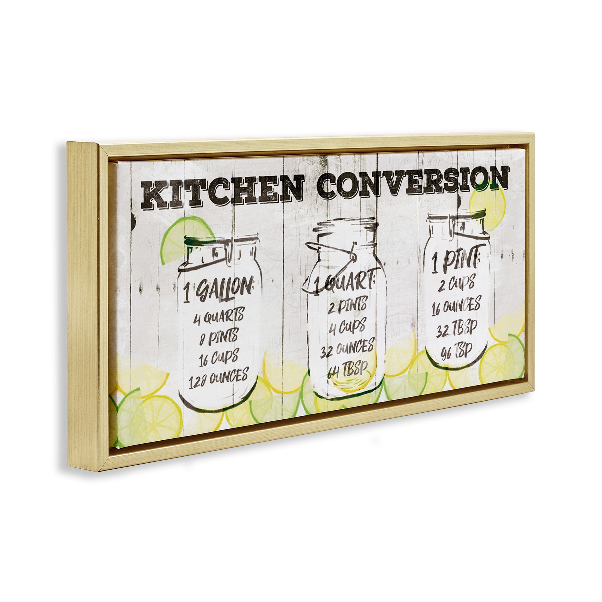 Stupell Industries Kitchen Conversion Summer Jars Food & Beverage Painting Gold Floater Framed Canvas Art Print Wall Art, 25 x 11