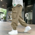 thumbnail image 4 of Spazoro Boys Cargo Pants, Multi-Pockets Elastic Waist Solid Color Baggy Casual Jogger for Boys Khaki Size 11 T, 4 of 6