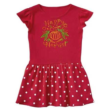 

Inktastic Happy Harvest Pumpkin and Vegetables in Orange and Green Gift Toddler Girl Dress