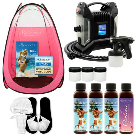 ULTRA PRO Sunless Airbrush SPRAY TANNING SYSTEM 4 Simple Tan Solutions PINK