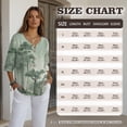thumbnail image 7 of Xoenoiee Green Pine Tree Print Womens 3/4 Sleeve Tops Cotton Linen Shirts V Neck Lace Casual Loose Fit Blouses Button Down Boho Tees, M, 7 of 7