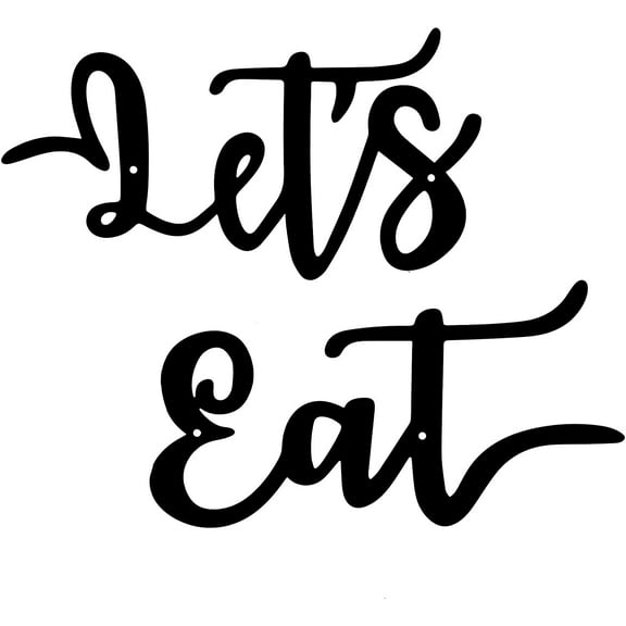 2 Pieces Let's Eat Metal Sign, Rustic Black Cutout Eat Kitchen Decor, Kitchen Hanging Wall Plaque Farmhouse Wall Sign for Home Kitchen Dining Living Room Decoration