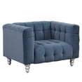 thumbnail image 2 of 42" Fluff Sofa Chair, Modern Luxury Upholstered Buttoned Tufted Sofa Couch with Solid Wood Legs, Vintage Tufted Couches for Living Room, Bedroom, Office, Apartment, Blue, 2 of 9