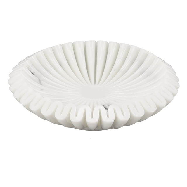 Hand Crafted Marble Ruffle Bowl 10 Inch Antique Scallop Bowl for Housewarming Wedding Gifts Decoration